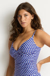 Solara Cross Front Scoop Back One Piece Blue
