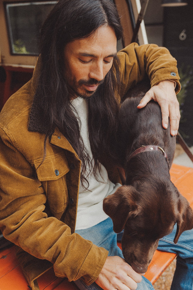 Cable Cord Lined Trucker Jacket Brass Brown