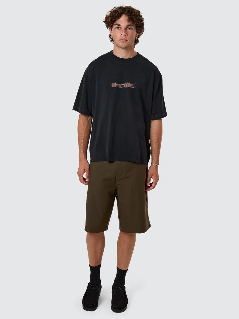 Metamorphic Daze Cropped Raw edge Tee/ Black