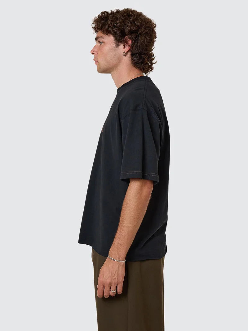 Metamorphic Daze Cropped Raw edge Tee/ Black