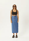 Ayla Hemp Denim Maxi Skirt / Worn Blue