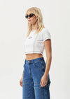 Tia Ribbed Cropped T-Shirt / White