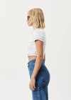 Tia Ribbed Cropped T-Shirt / White