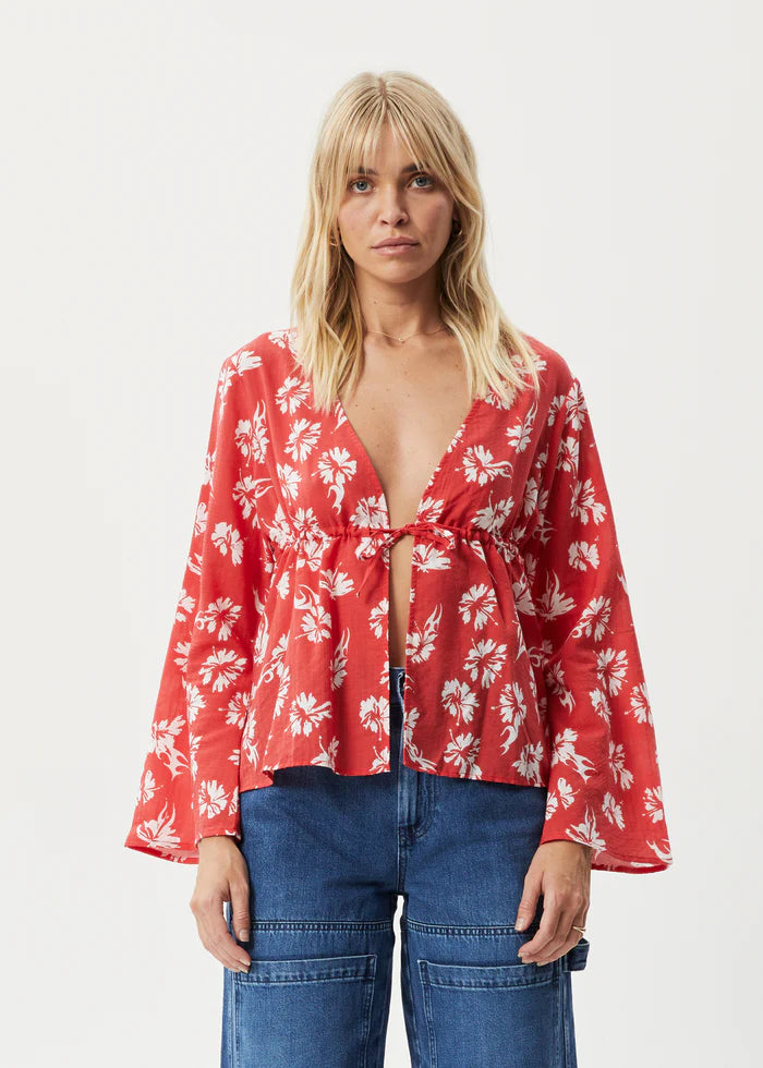 Hibiscus Organic Tie Blouse / Hibiscus