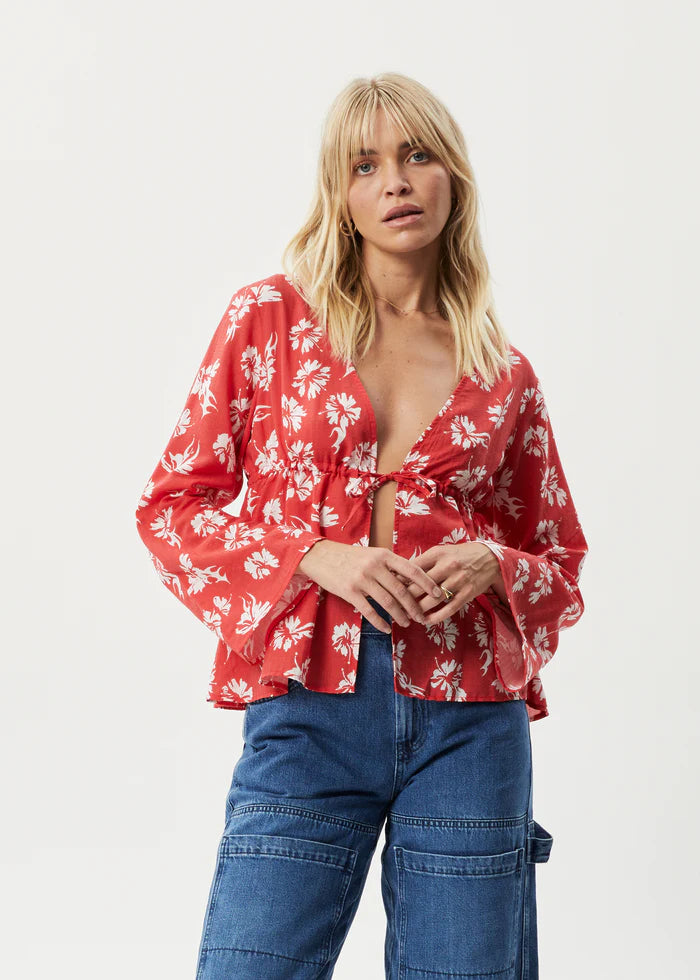 Hibiscus Organic Tie Blouse / Hibiscus