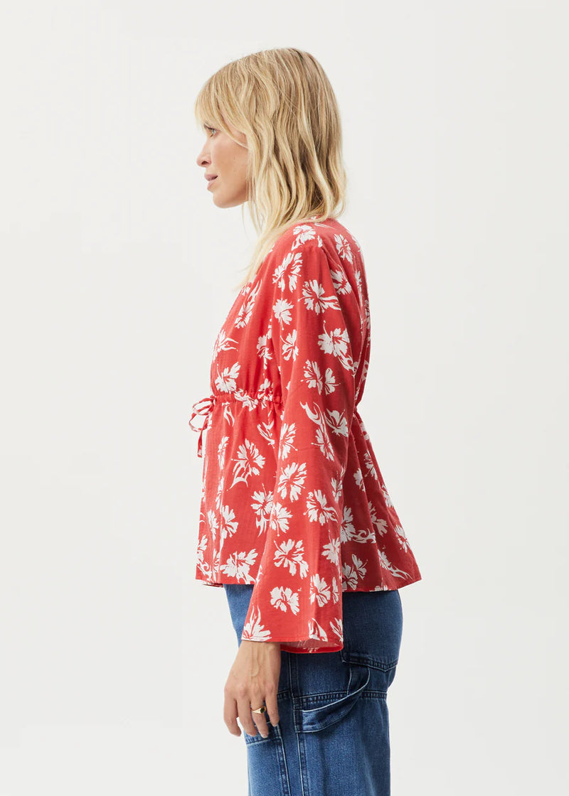 Hibiscus Organic Tie Blouse / Hibiscus