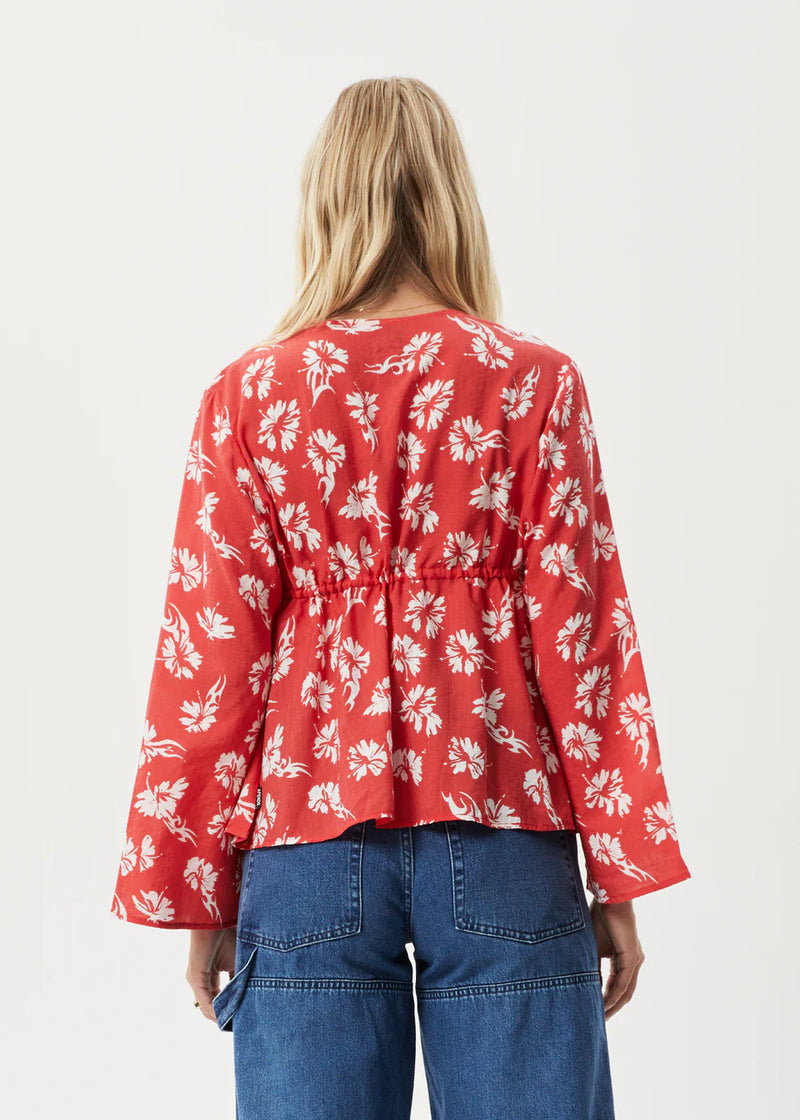 Hibiscus Organic Tie Blouse / Hibiscus