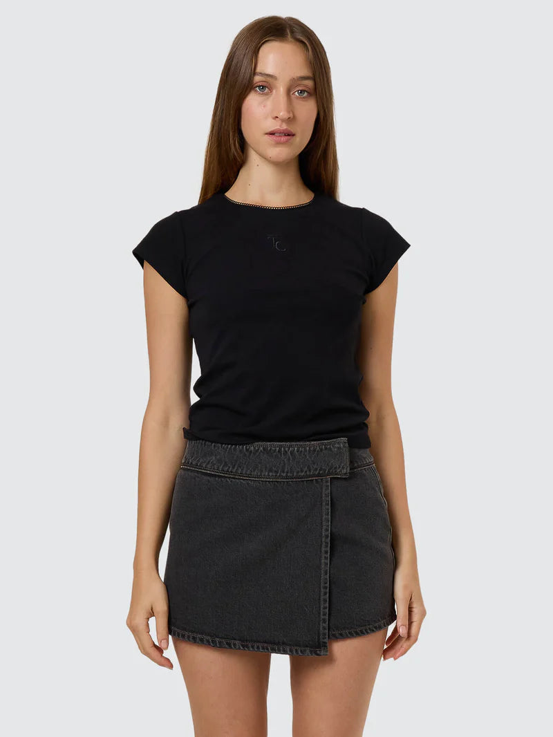 Night Shift Wrap Mini Skirt / Ash Black