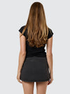Night Shift Wrap Mini Skirt / Ash Black