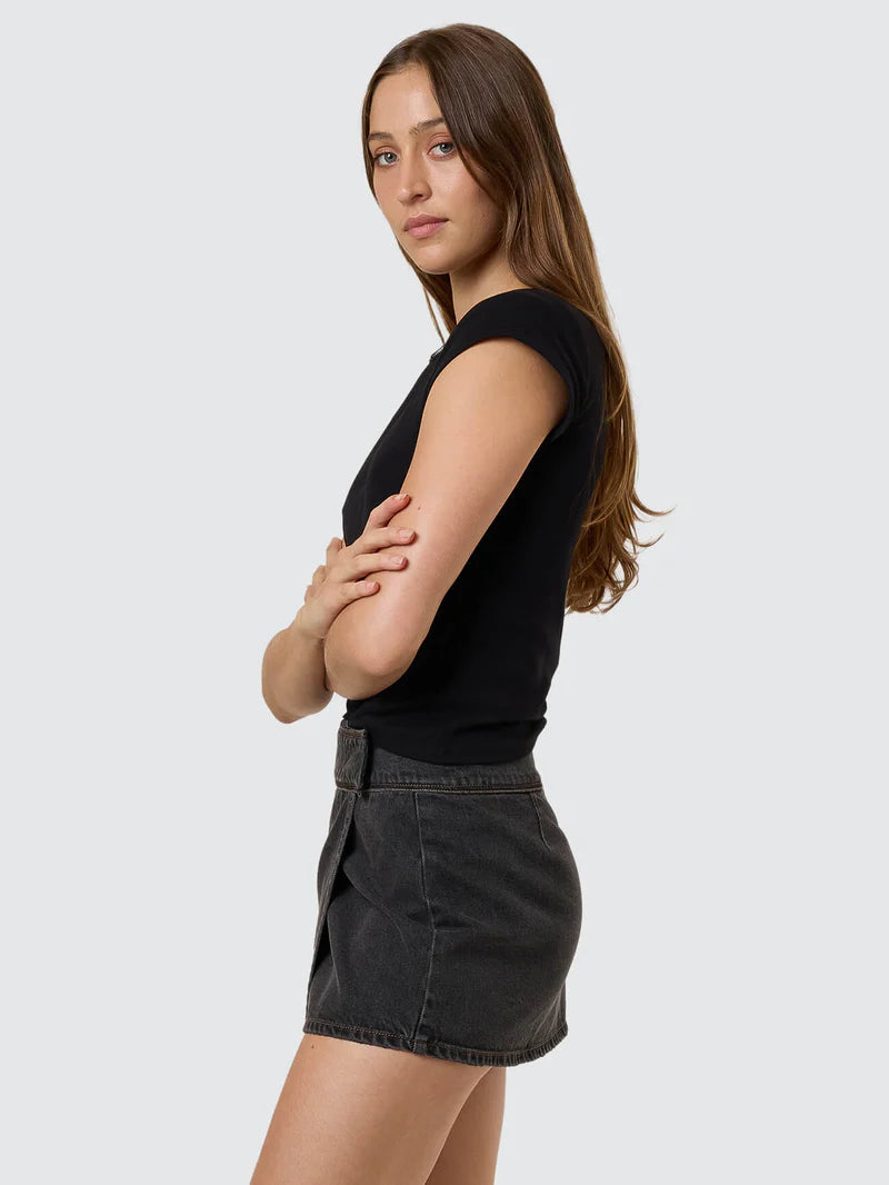 Night Shift Wrap Mini Skirt / Ash Black