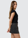 Night Shift Wrap Mini Skirt / Ash Black