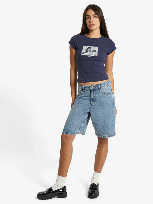 Turn Around Cap Sleeve Tee / Station Navy