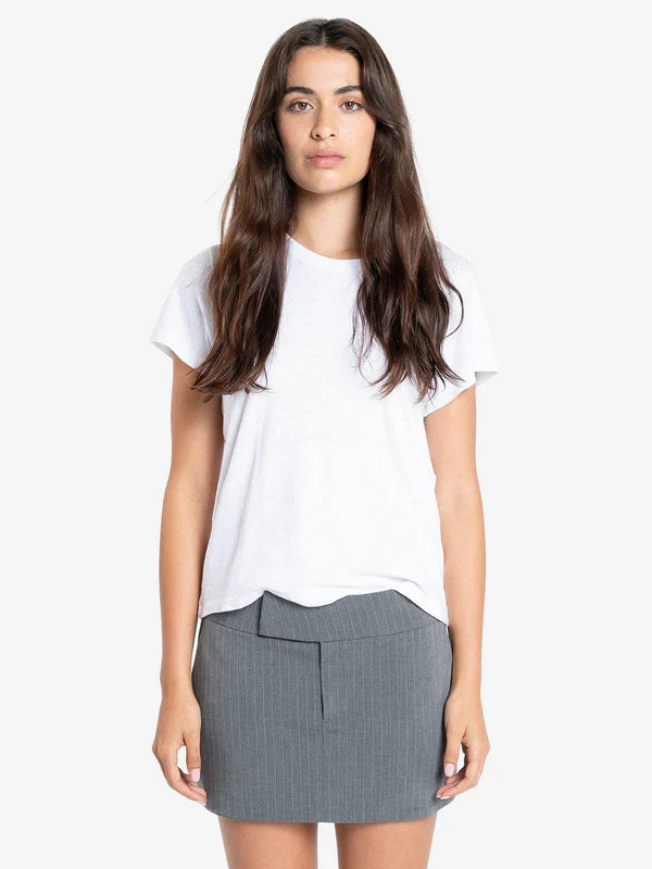 Christina Pinstripe Mini Skirt / Metal Grey