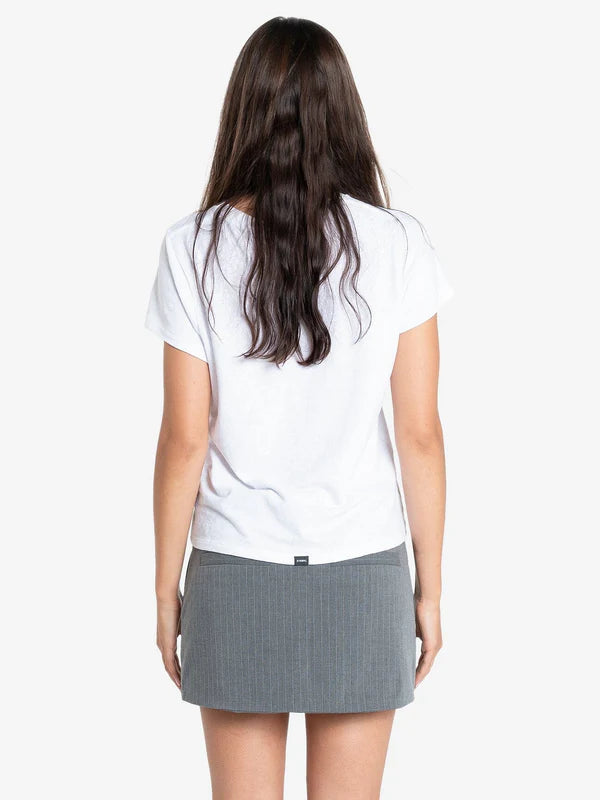 Christina Pinstripe Mini Skirt / Metal Grey