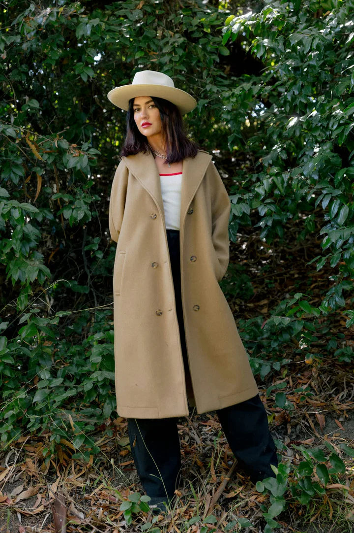 Lennox Stretch Felted Coat / Khaki