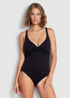 DD Cup Wrap Front One Piece Black - AKWA SURF
