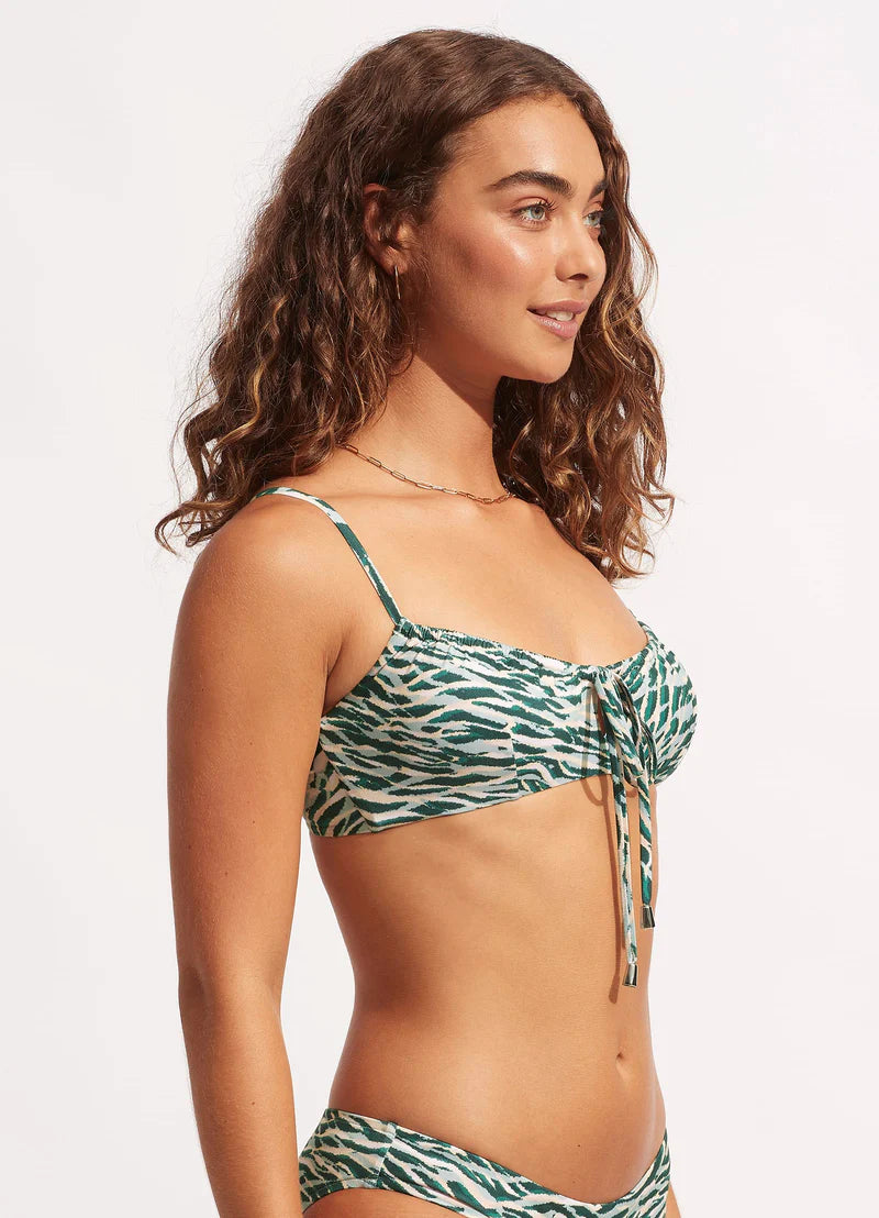 Drawstring Neck Bralette / Evergreen / Wild At Heart