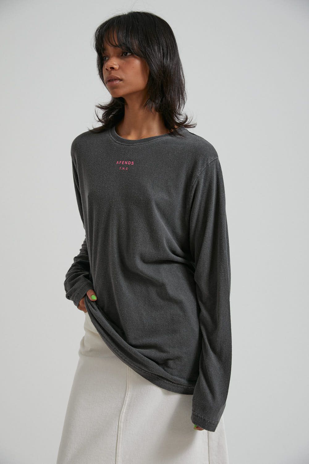 Clementine Hemp Long Sleeve Tee Stone Black