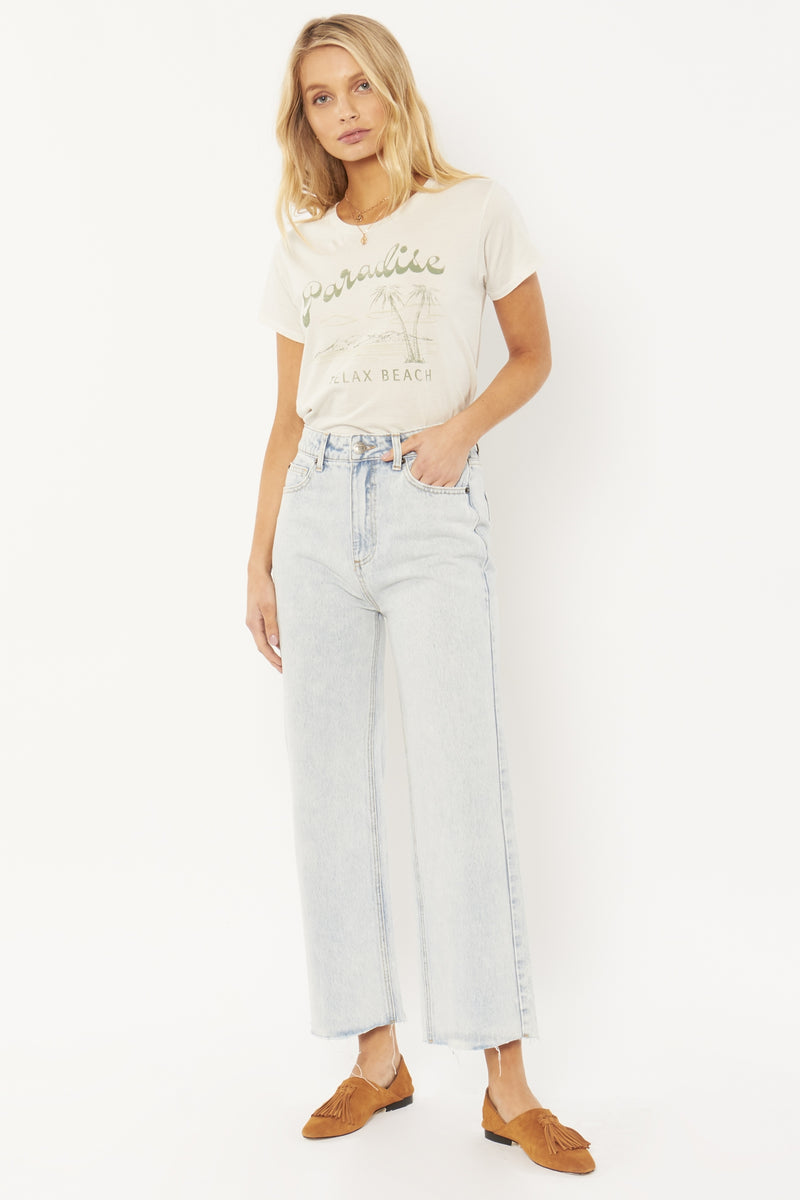 Gabi Crop Flare Wvn Denim Pant Sunfade