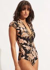 Zip Front One Piece / Black / Castaway