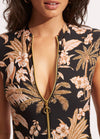 Zip Front One Piece / Black / Castaway