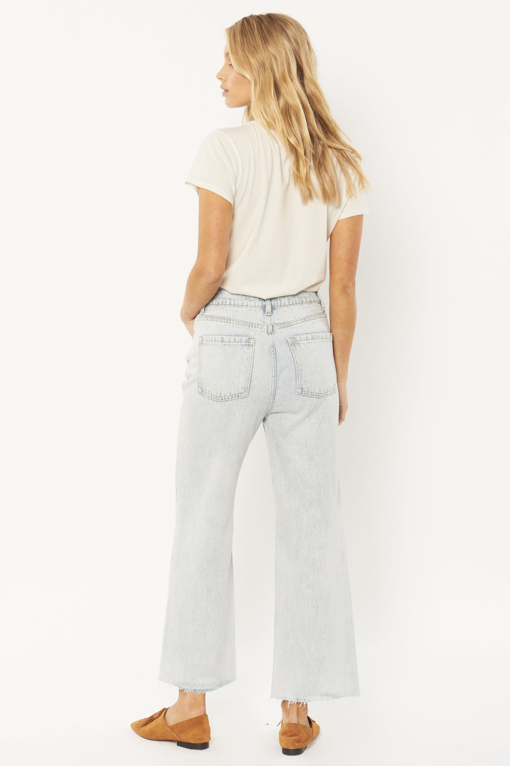 Gabi Crop Flare Wvn Denim Pant Sunfade