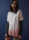 Courtney Love Hemp Oversized Tee Ash Pink Dip Dye - AKWA SURF