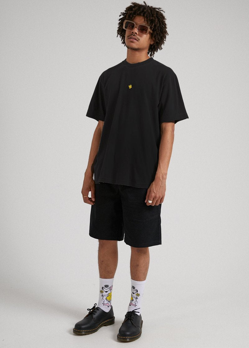 Tito Flame Retro Fit Tee Black - AKWA SURF