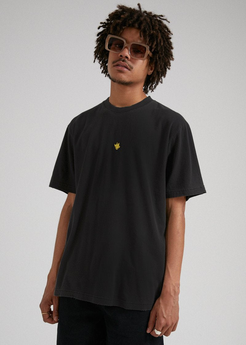Tito Flame Retro Fit Tee Black - AKWA SURF
