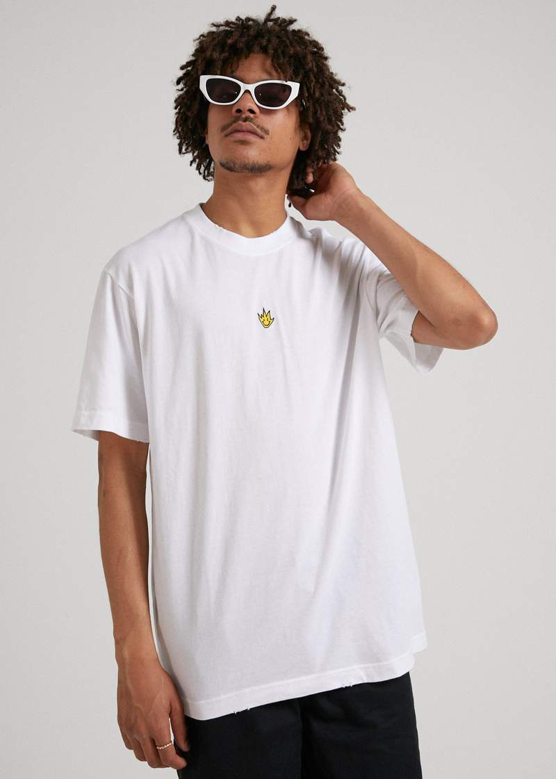 Tito Flame Retro Fit Tee White - AKWA SURF