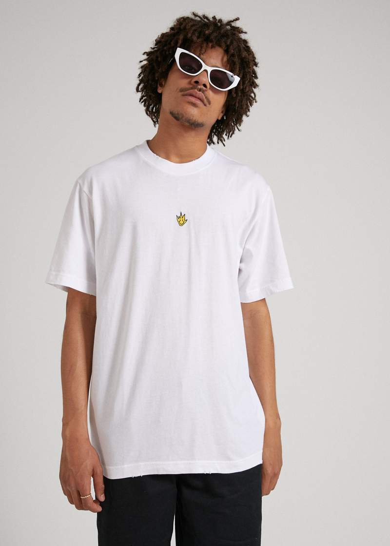 Tito Flame Retro Fit Tee White - AKWA SURF