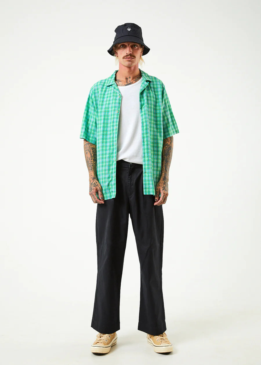 Meadows Hemp Check Cuban Short Sleeve Shirt / Forest Check