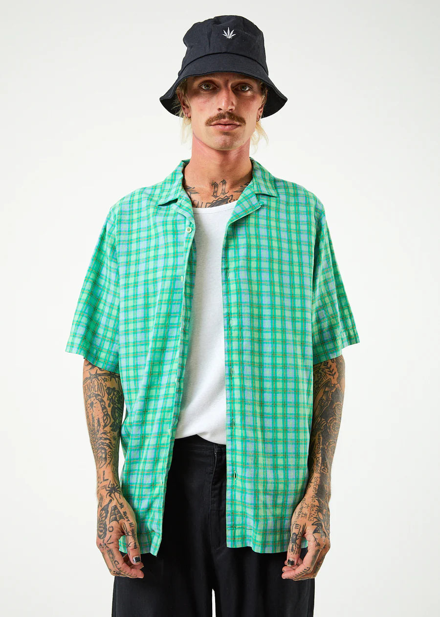 Meadows Hemp Check Cuban Short Sleeve Shirt / Forest Check