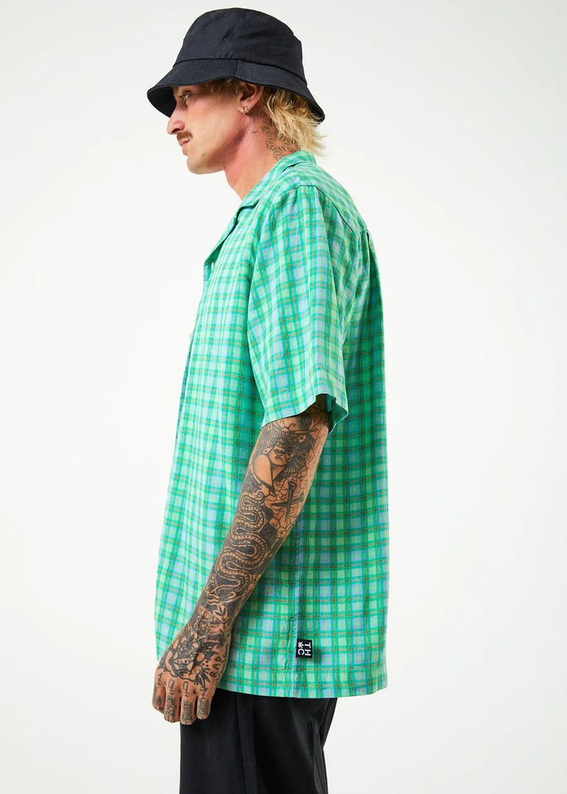 Meadows Hemp Check Cuban Short Sleeve Shirt / Forest Check