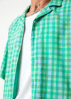 Meadows Hemp Check Cuban Short Sleeve Shirt / Forest Check