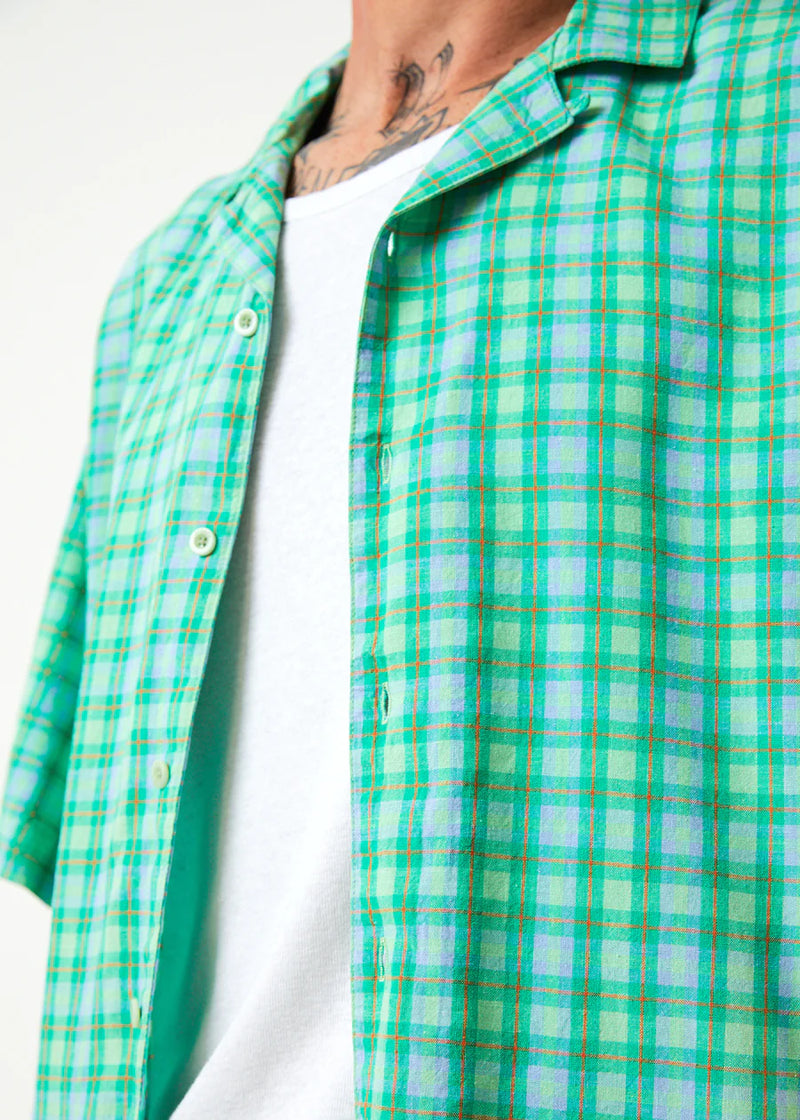 Meadows Hemp Check Cuban Short Sleeve Shirt / Forest Check