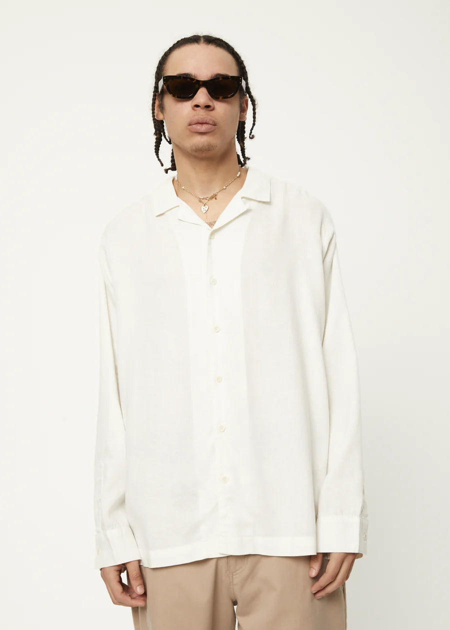 Critical Hemp Cuban Long Sleeve Shirt / White