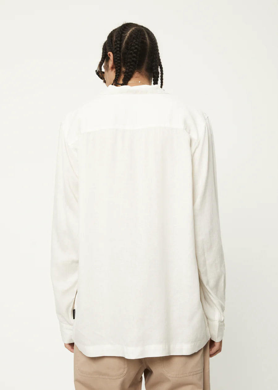 Critical Hemp Cuban Long Sleeve Shirt / White