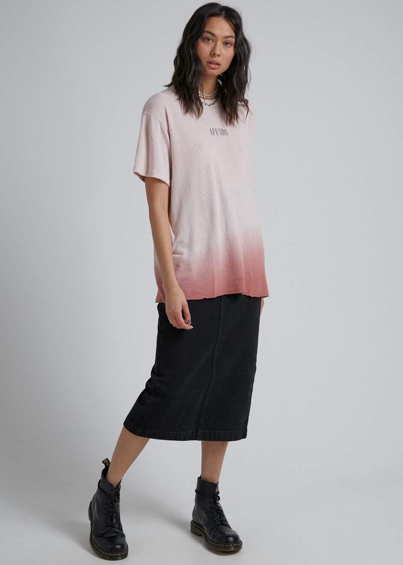 Courtney Love Hemp Oversized Tee Ash Pink Dip Dye - AKWA SURF