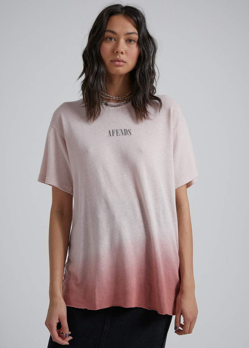 Courtney Love Hemp Oversized Tee Ash Pink Dip Dye - AKWA SURF