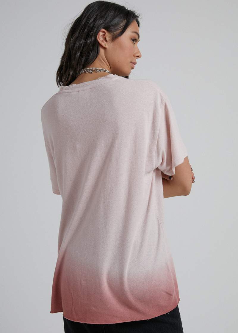 Courtney Love Hemp Oversized Tee Ash Pink Dip Dye - AKWA SURF