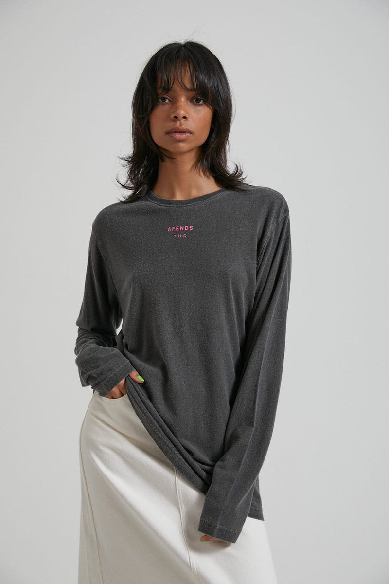 Clementine Hemp Long Sleeve Tee Stone Black