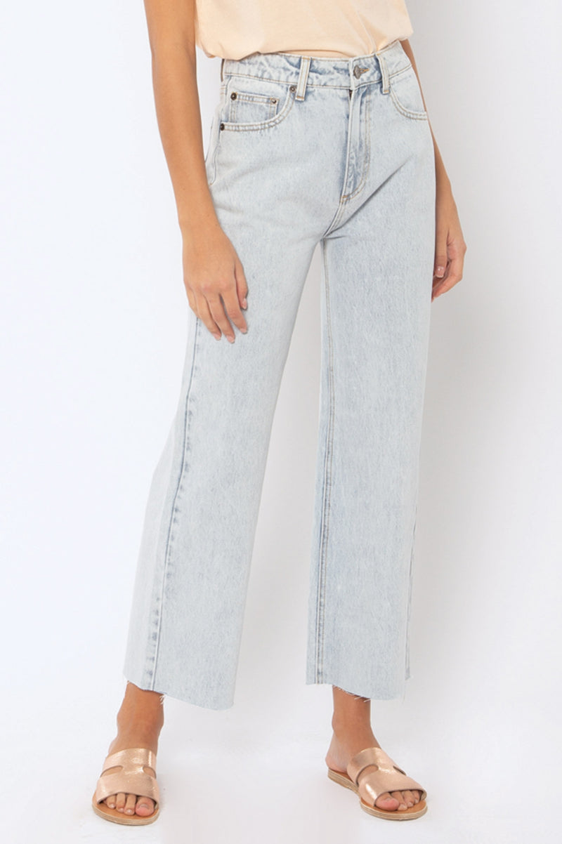 Gabi Crop Flare Wvn Denim Pant Sunfade